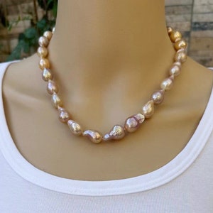 18inch 10-12mm Natural Mixed Color Drop Shape Freshwater Pearl Necklace