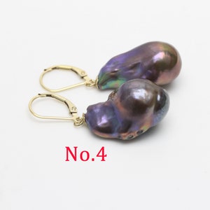 15-17mm wide Large peacock black color baroque pearl earrings,Gold filled leverback earrings,each pair is unique