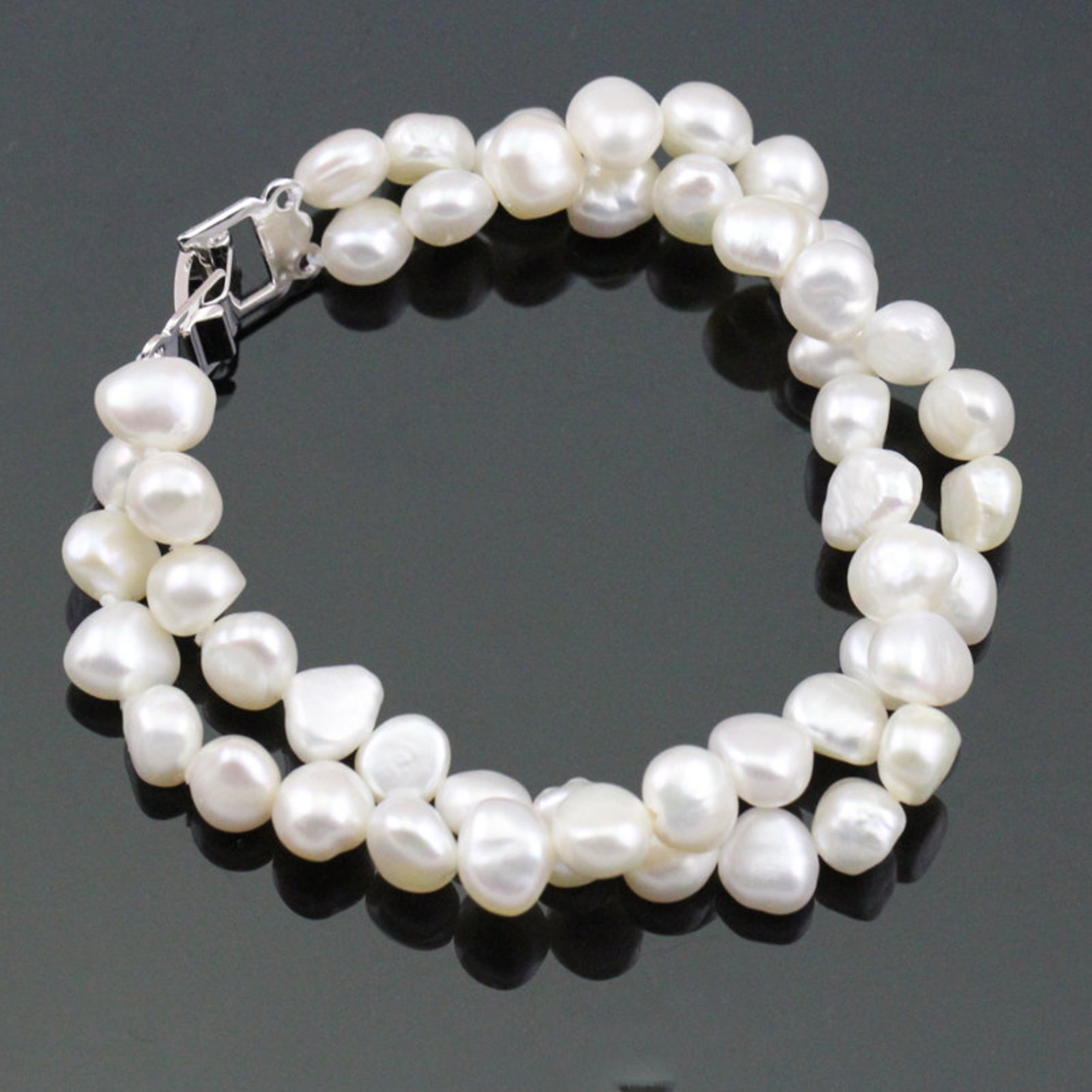 Twisted pearl braceletDouble strand pearl braceletwedding | Etsy