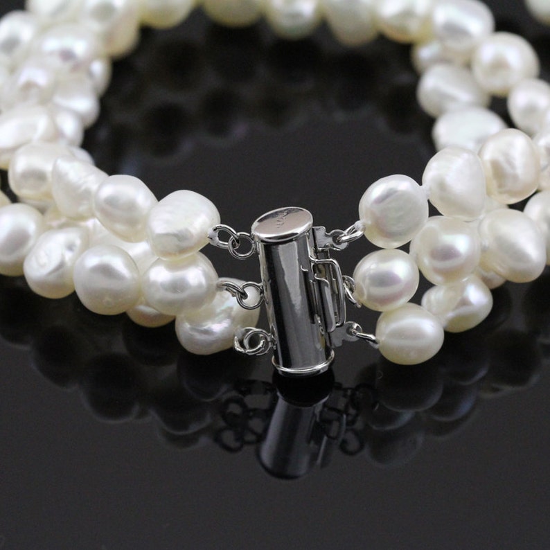 Multi strand pearl bracelet3 strand pearl bracelet for | Etsy