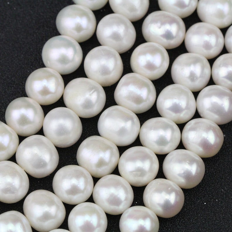 Large Hole Freshwater Pearl Silver//Gray Color Potato Shape Size 11-12mm #50