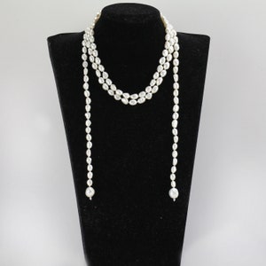 55inch pearl lariat necklace,extra long baroque pearl necklace,white color freshwater nugget pearl knotted necklace,lariat pearl necklace