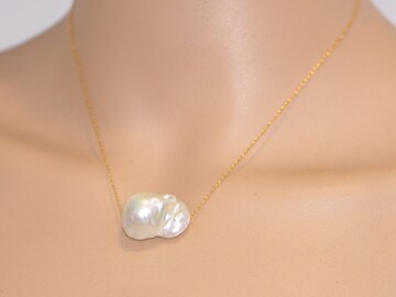 Large baroque pearl pendant,white huge jumbo flameball pearl pendant necklace,big fireball pearl necklace,single baroque pearl pendant gift