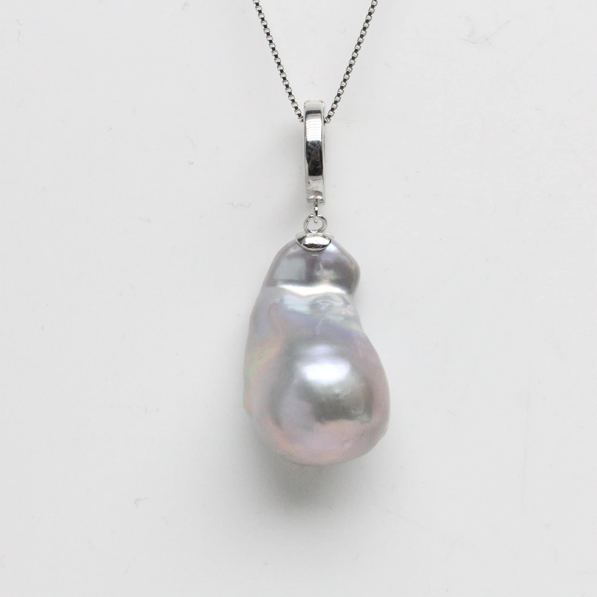 ☆ENGBROX☆ silver925 classical pearl necklace 4mm6mm EBNL24 STERLING SILVER BAROQUE PEARL NECKLACE 18 X 30 MM PEARLS 17