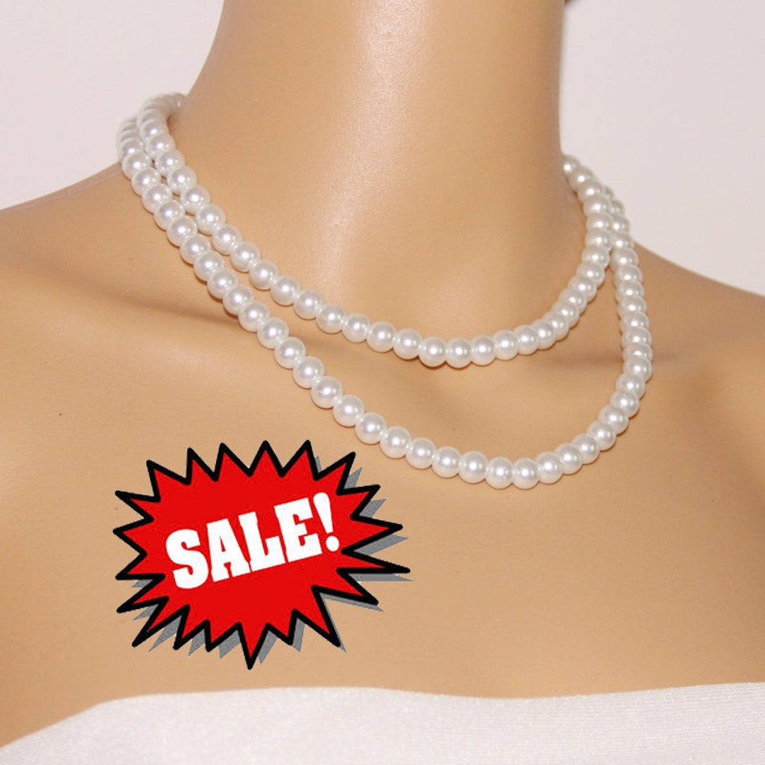 Layered Necklacestatement Bridal Necklacedouble Strand Pearl Etsy