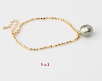 10.5-11mm natural color genuine tahitian pearl bracelet ,length 6inch can adjust to 7.5inch,skin with imperfections