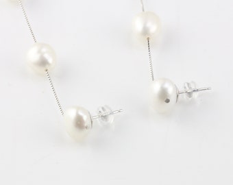 4 Pearls Long Pearl Earrings,freshwater Nugget Baroque Pearl