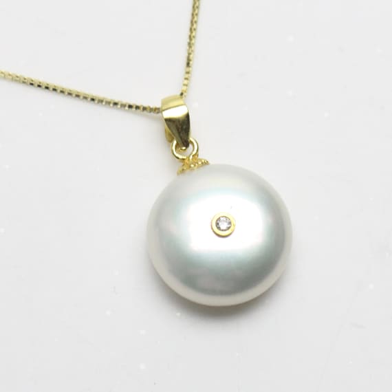 12-13mm Coin Pearl Pendant Necklace,freshwater Pearl Pendant