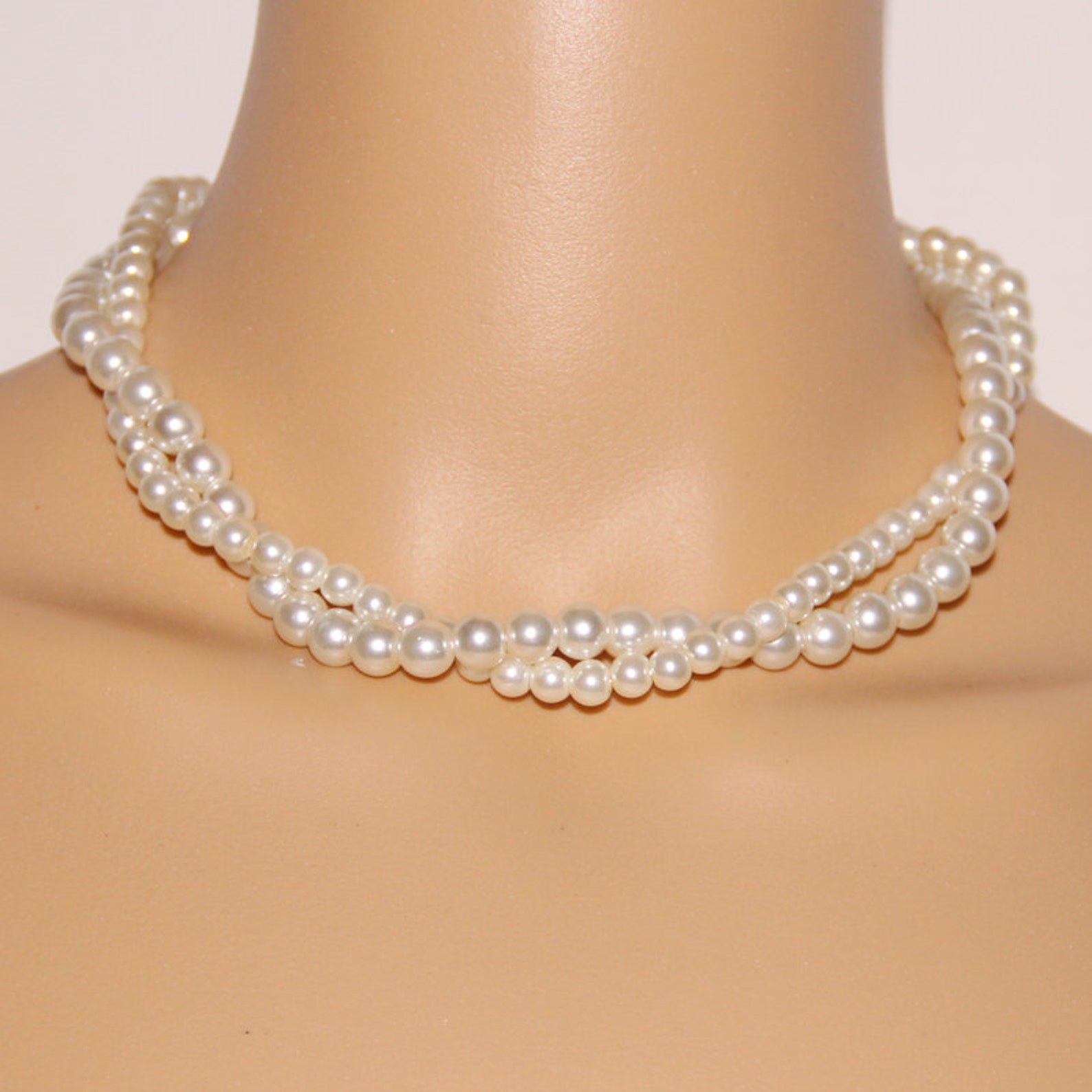 Twisted Pearl Necklacepearl Necklace Weddingpearl Necklace Etsy