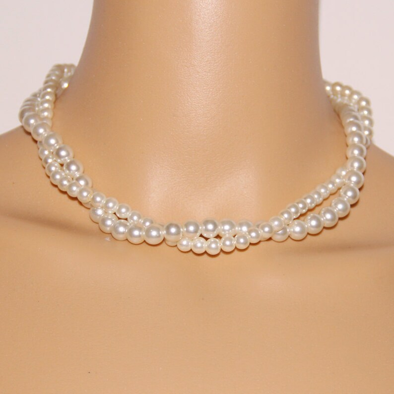 Twisted Pearl Necklacepearl Necklace Weddingpearl Necklace Etsy