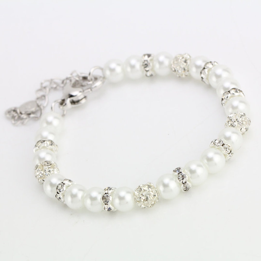 Flower Girl Braceletteen Girl Pearl Braceletsmall Pearl Etsy