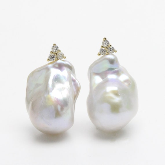 Boucles D'oreilles Clous Perles Baroques En Argent 925 - Neuf Avec étiquettes