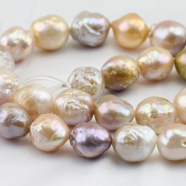 10-12mmX11-13mm baroque pearl strand,natural metallic color irregular large pearl,kasumi like pearl,NATURAL special color,large hole pearls