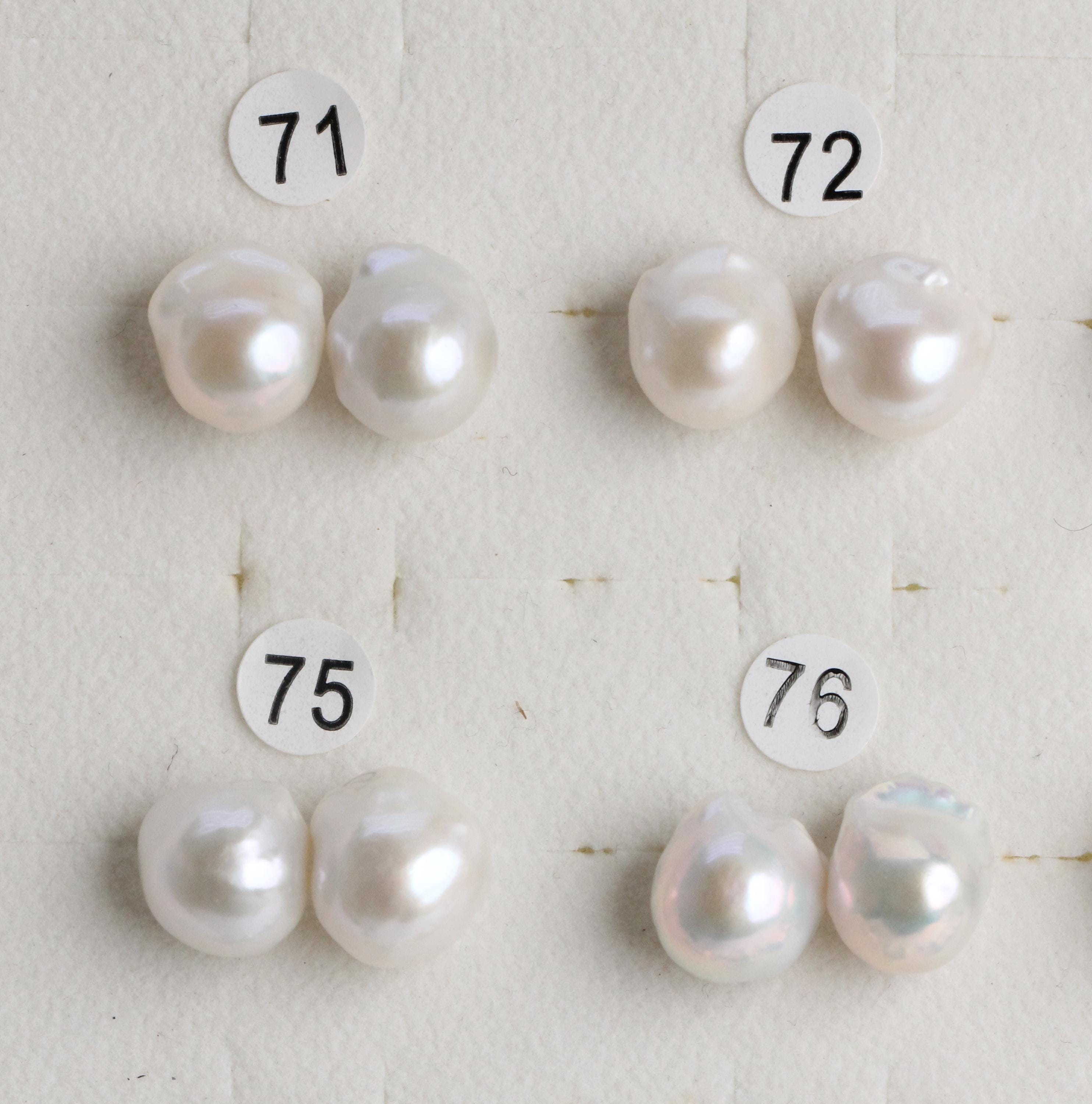RARE 13x20mm Baroque White Keshi Pearl Dangle Earring