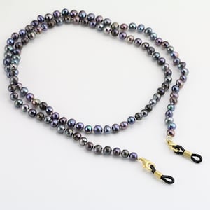 Black freshwater pearl chain for glasses&mask,eyeglasses holder bead chain,small pearl glasses chain,face mask chain,mask holder pearl