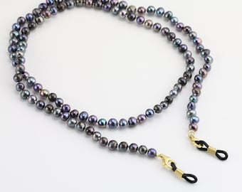 Black freshwater pearl chain for glasses&mask,eyeglasses holder bead chain,small pearl glasses chain,face mask chain,mask holder pearl