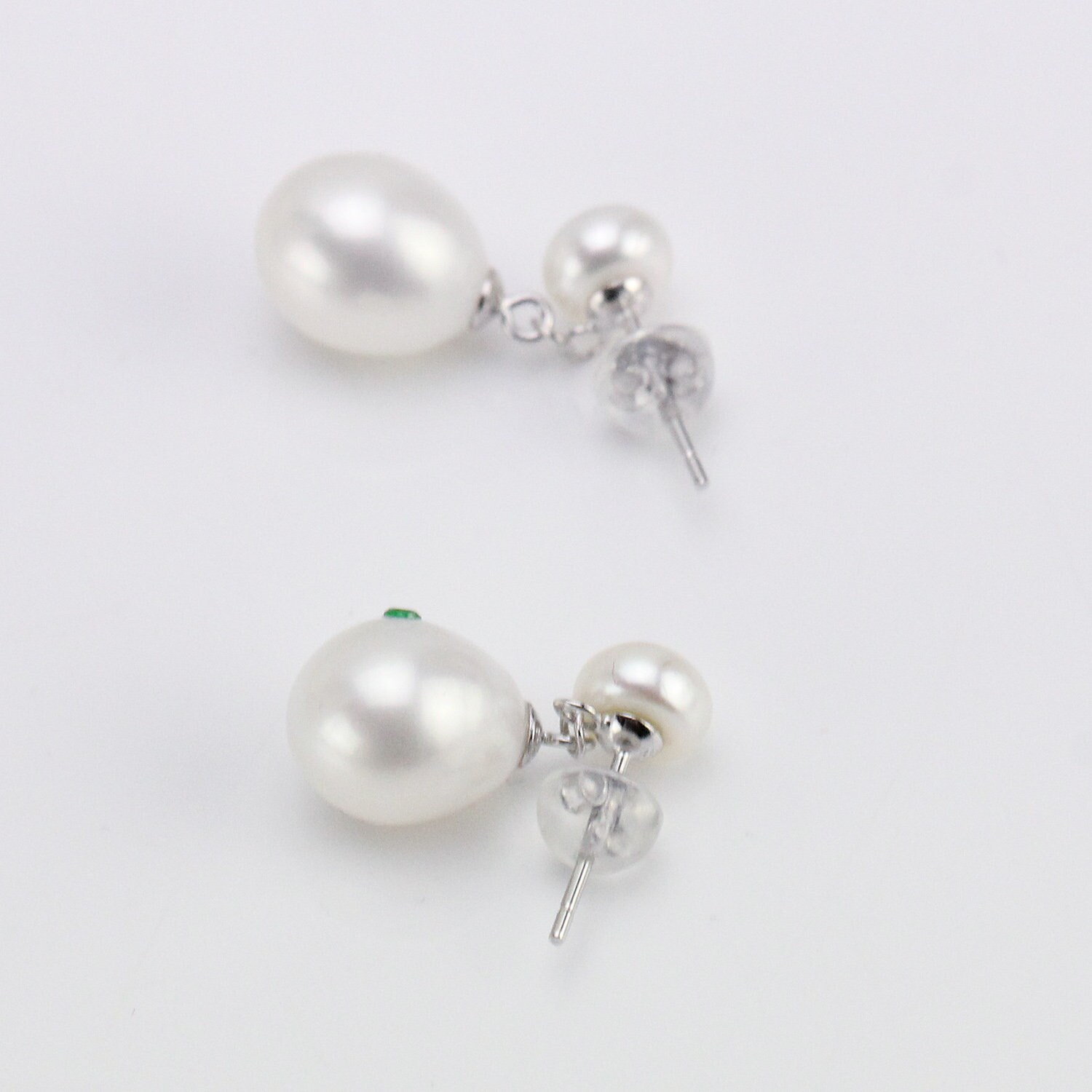 Double Pearl Earringscultured Freshwater Pearl Earringstwo Etsy Australia