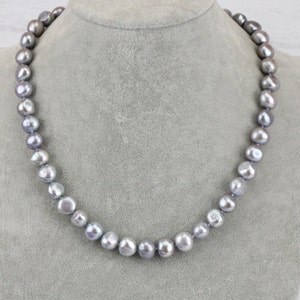 Grey pearl necklace,10mm silver gray baroque pearl necklace,irregular pearl bracelet,grey pearl bracelet, bridesmaid bracelet,christmas gift