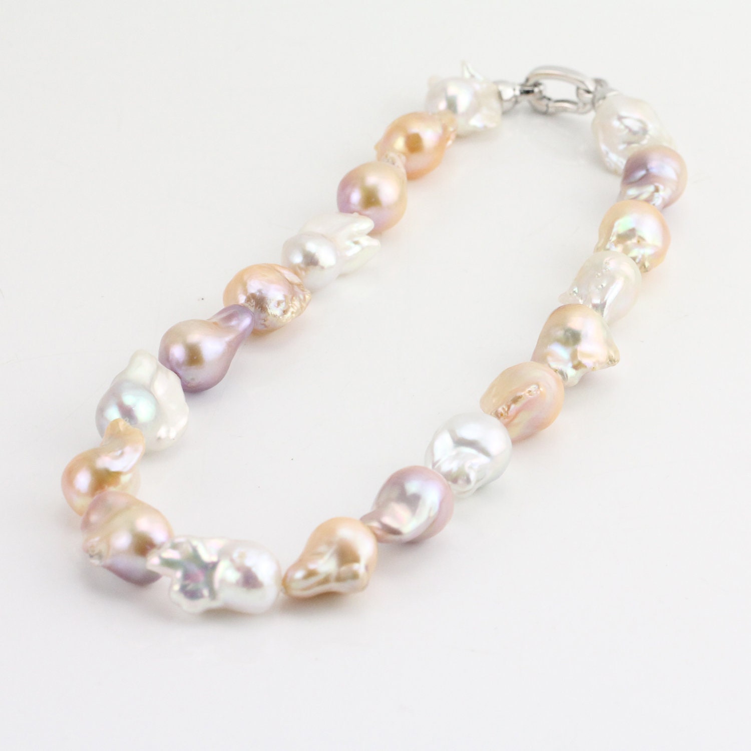 14-16x18-22 mm 天然マルチカラー大バロック真珠ネックレス、ミックス