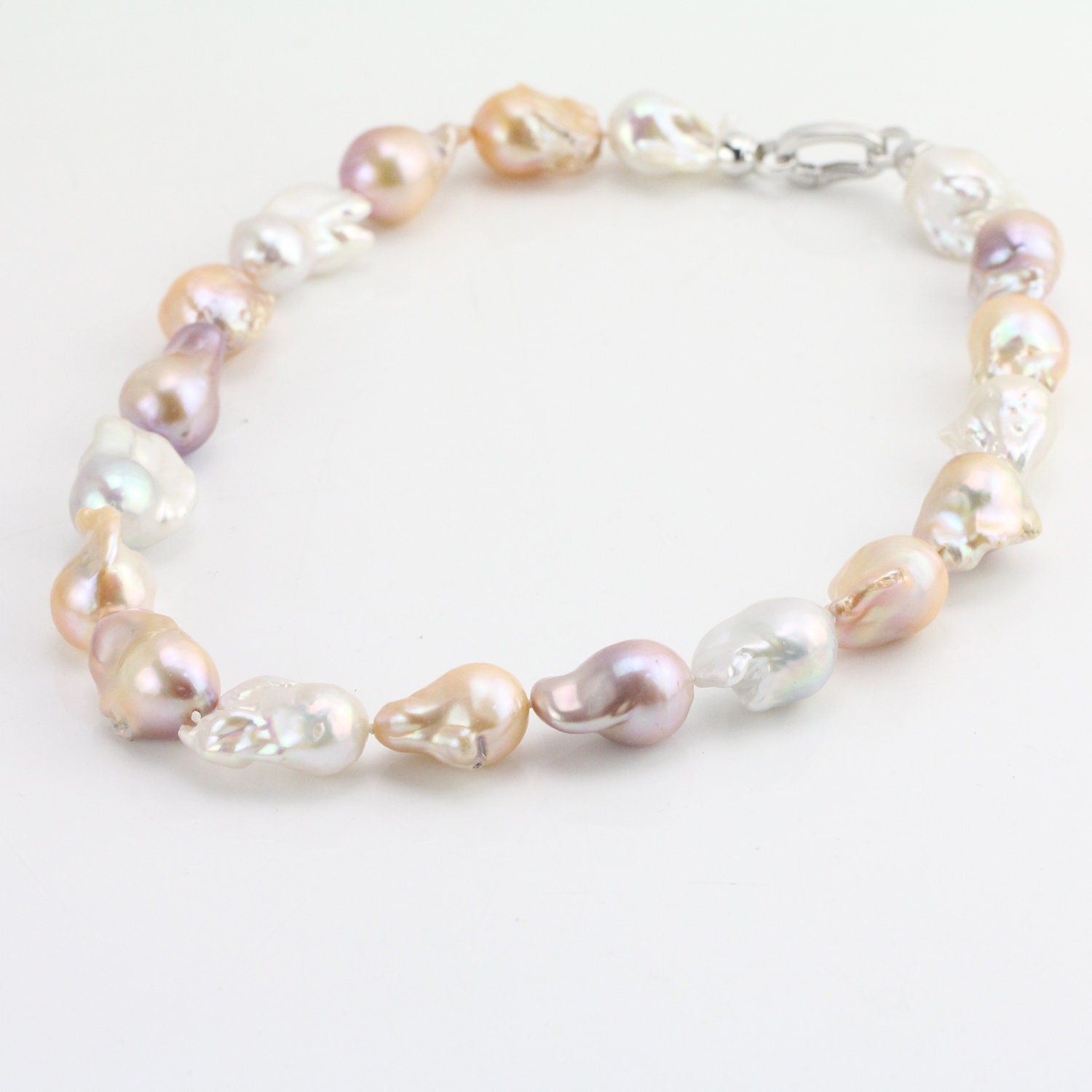 14-16x18-22 mm 天然マルチカラー大バロック真珠ネックレス、ミックス