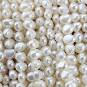 4-5mm White Small Pearl, Potato Freshwater Pearls, Fine Seed Pearl Beads,  Good Luster Oval Pearls, Cultured Pearl Beads String, FP250-XS 