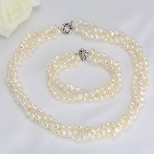 Multistrand Pearl Necklace3 Row Pearl Necklacebridesmaid - Etsy