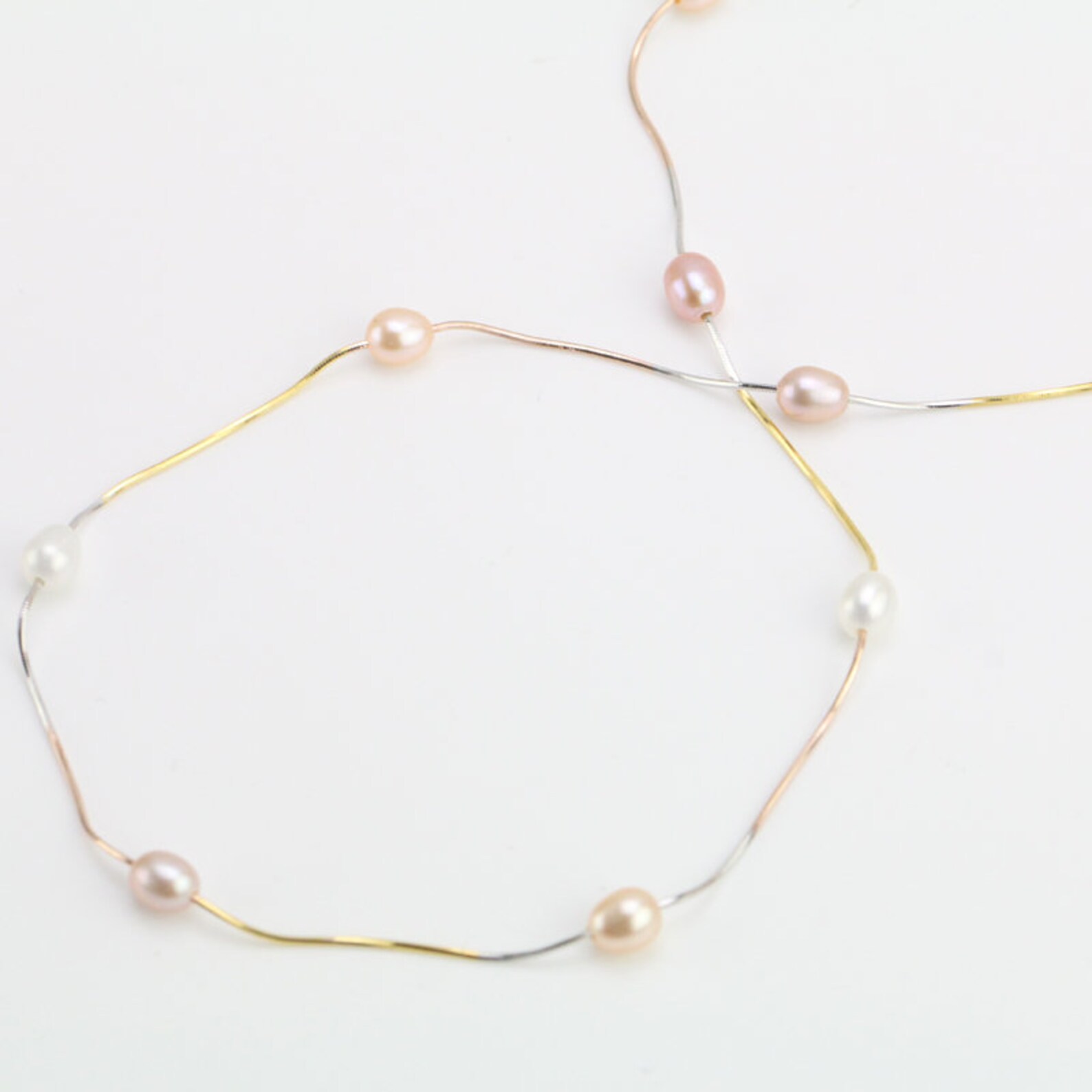 Floating Pearl Necklacepearl Illusion Necklacemulti Color Etsy