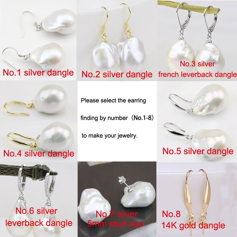 White Square Keshi Pearl Gold plated Hook Earrings