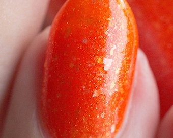 Oriole - 15 ml - carrot orange jelly with gold shimmer and flakies - indie polish by ALIQUID Lacquer