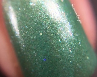 Cerealia - 5 ml mini - light silvery green with silver glass flecks and scattered holographic microglitter - indie polish by ALIQUID Lacquer