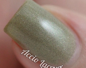 Petoskey Stone - 15 ml - warm grey polish with green, gold, brown and holo shimmer - indie polish by ALIQUID Lacquer