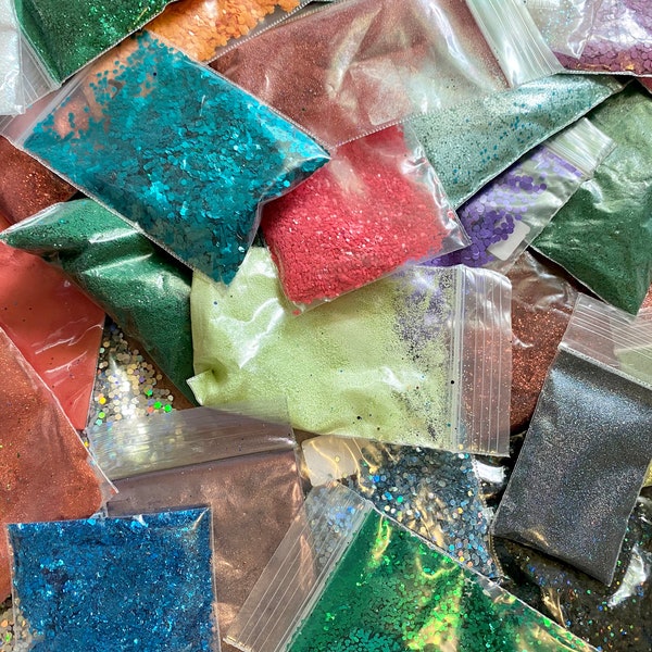 Glitter and Mica Mystery Grab Bag - big box o' glitter - for nail polish making and crafts