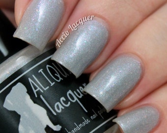 Nightingale's Song - 5 ml mini- grey scattered holo with color-shifting flecks and iridescent glitter - indie polish by ALIQUID Lacquer