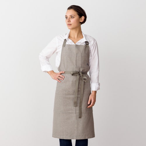 Canvas Apron Cross Back Adjustable With Pockets for Women and - Etsy
