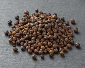 Tellicherry Pepper, 2oz Tube, Whole, Black Peppercorns, Kerala India, Sold to Top Restaurants, Aromatic Spices, Personally Sourced