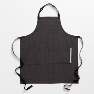 Chef apron for men, women with pockets Charcoal Black w/Black Straps Kitchen, baking, BBQ Hand-loomed canvas Many sizes Adjustable image 6