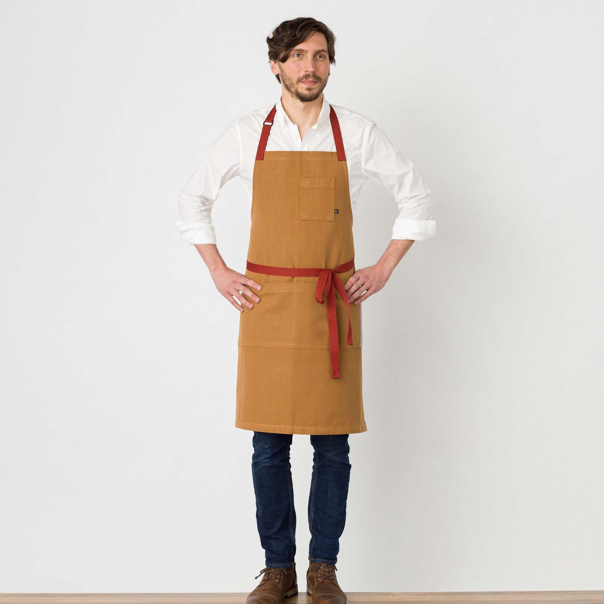 Waterproof Canvas Apron with Pockets Kitchen Restaurant Cooking Accessories for Men Women Wine Red
