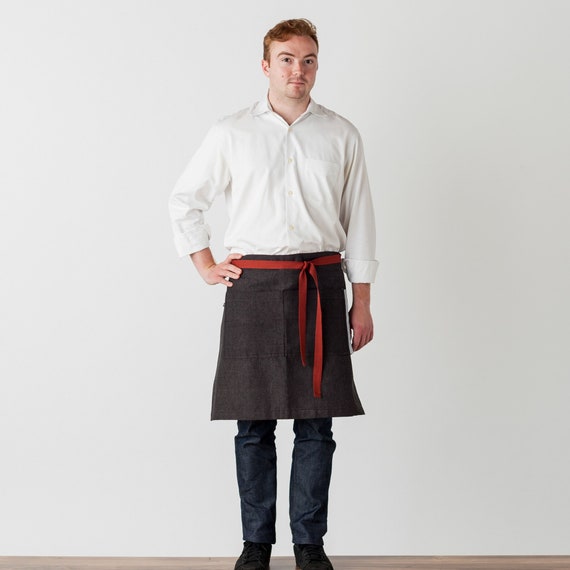 Tainini Kitchen Restaurant Waist Aprons With 5 Large Pockets For Women Men Half Short Apron For Server Waiter Waitress Purple