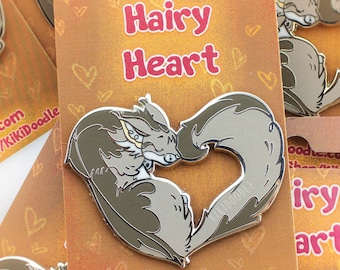 Maine coon cat heart HCM awareness hard enamel pin 2"