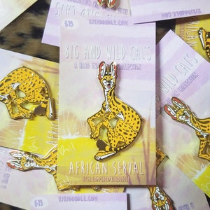 Big and Wild Cats: Serval Gold hard Enamel Pin 2 image 1