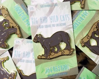 Big and Wild Cats: Jaguarundi Gold hard Enamel Pin 1.75"