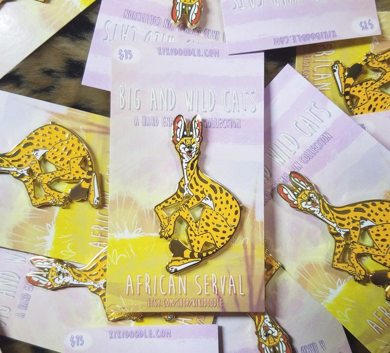 Big and Wild Cats: Serval Gold hard Enamel Pin 2 image 1