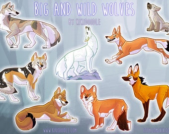 Big and Wild Dogs: Wolves vinyl wolf sticker sheet 5x7