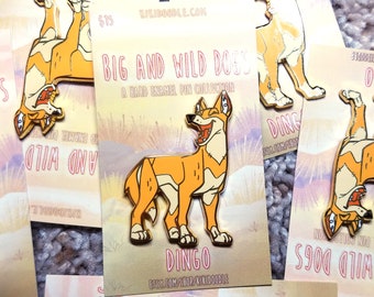 Big and Wild Dogs: Dingo Gold hard Enamel Pin 1.75"