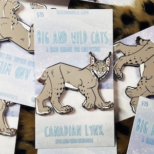 Big and Wild Cats: Canadian Lynx Silver hard Enamel Pin 2&quot;