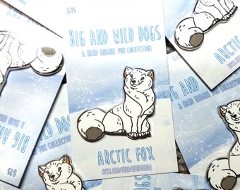 Big and Wild Dogs: Arctic Fox Silver hard Enamel Pin 1.75"