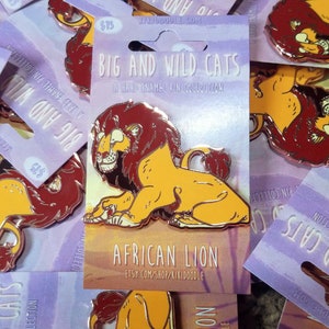 Big and Wild Cats: African Lion Rose Gold hard Enamel Pin 2"