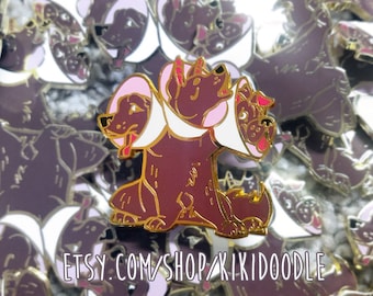 Cone of Shame Coned Mythology pin - cerberus hound - 1.75" hard enamel pin