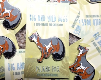 Big and Wild Dogs: Island Fox Gold hard Enamel Pin 1.75"