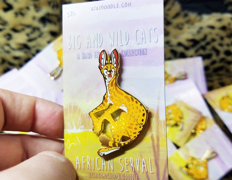 Big and Wild Cats: Serval Gold hard Enamel Pin 2 image 2